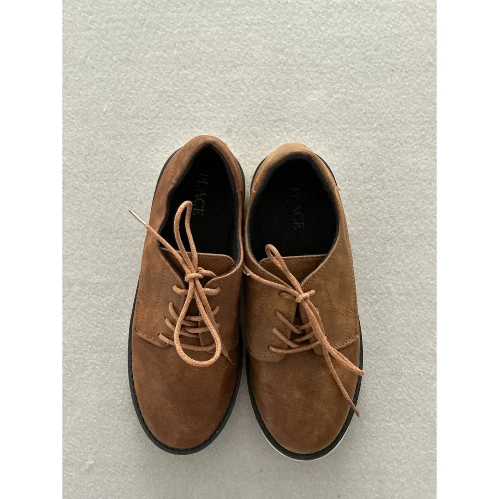 The Childrens Place Oxford Shoes Size 5 Cognac Brown Faux Suede Lace Up